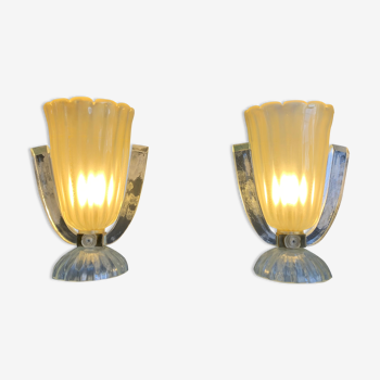 Paire de lampes Murano vers 1940-1950