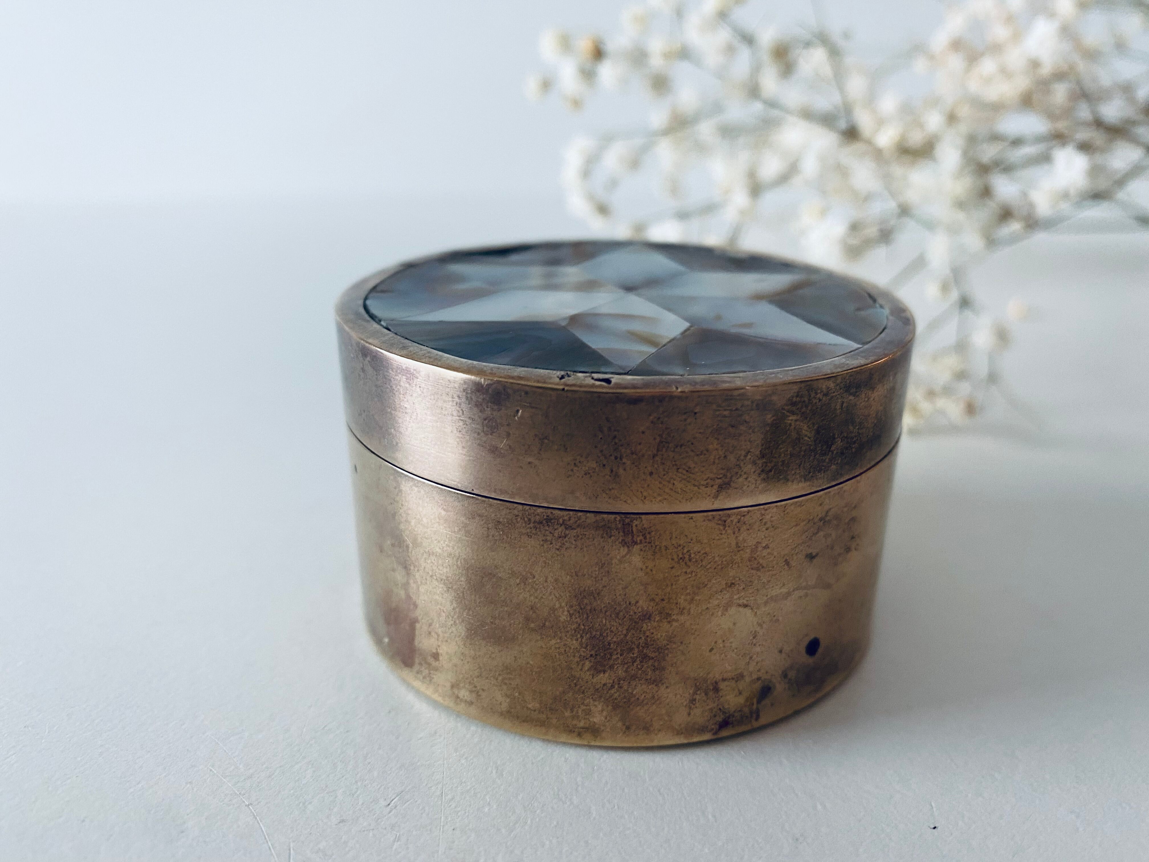 Vintage mother-of-pearl and brass box