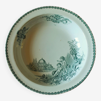 Round hollow dish Trianon green Saint Amand