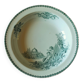Round hollow dish Trianon green Saint Amand