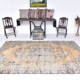 5x9 Peach Orange Handmade Wool Vintage Rug, 172x277Cm SK 240635