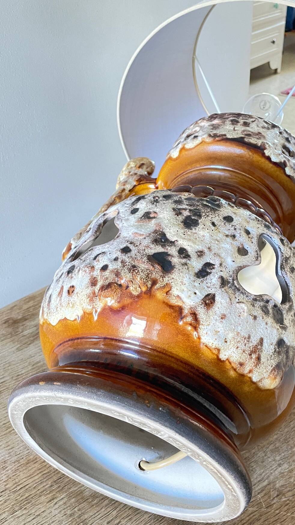 Lamp ceramic fat lava double lighting 70s