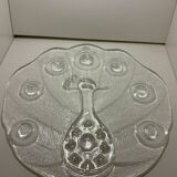 Cheese Board, Peakcock, crystal, Lars Hellsten, Orrefors, Sweden, 1970