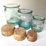 Glass jars with cork stopper