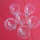 Lot 6 verres à pied en cristal ciselé non signé  hauteur 12,5 cm