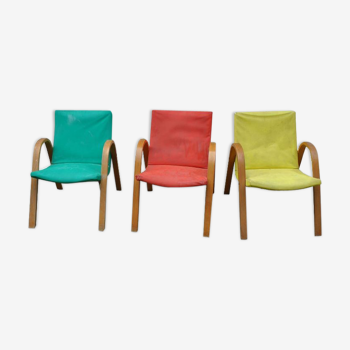 Série de 3 fauteuils 1960 couleurs