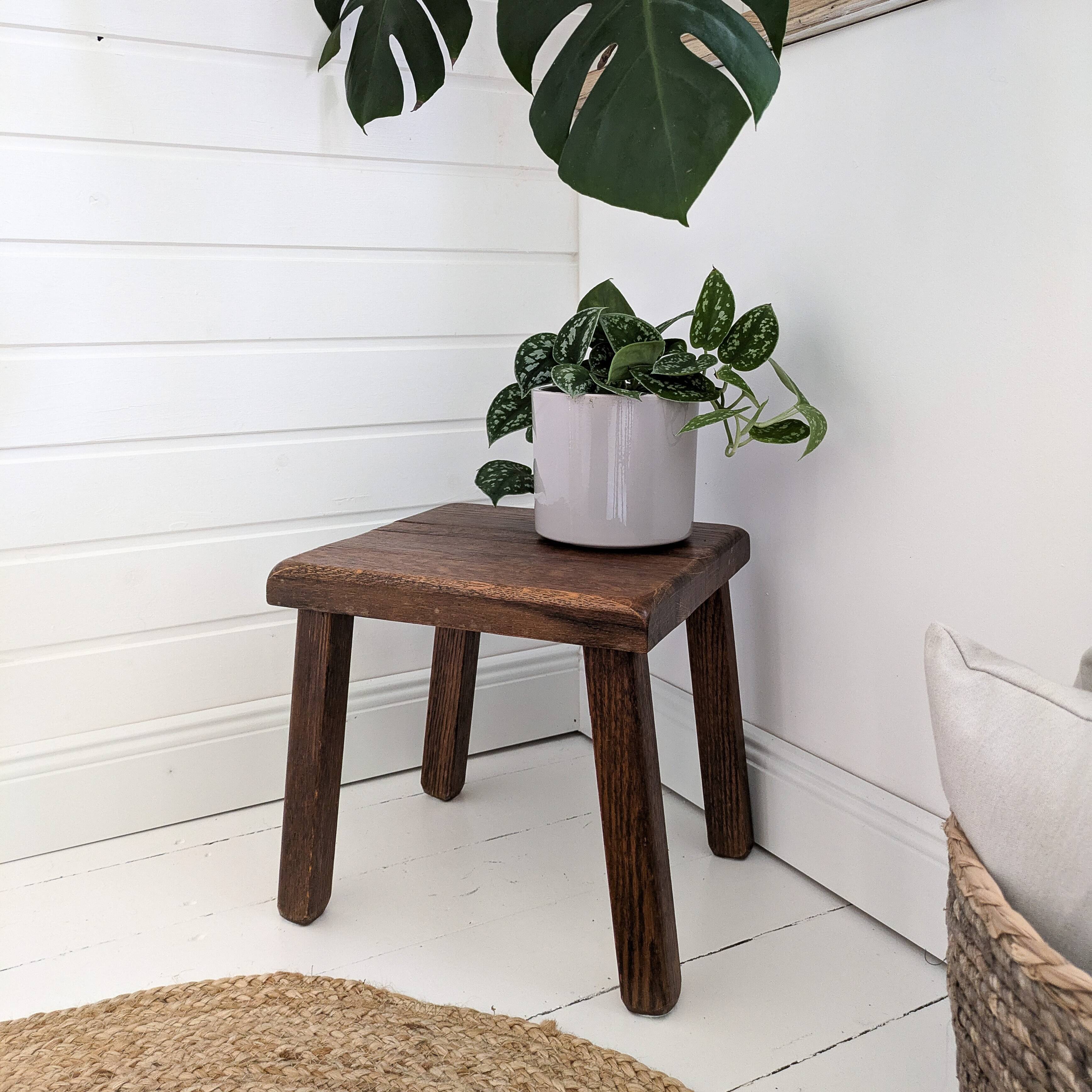 Vintage Table d'appoint Bois massif Chêne Banque de fleurs Table à fleurs Table basse Mid Century ca