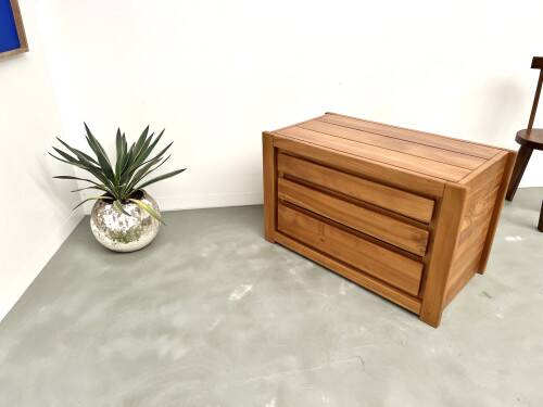 Solid elm chest of drawers, Maison Regain, circa 1970