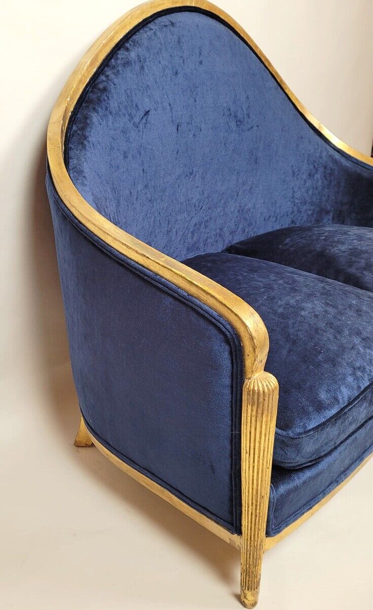 Art deco bench in gilded wood