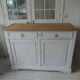 Antique sideboard patinated pearl gray waxed finish, wood top protected by varnish