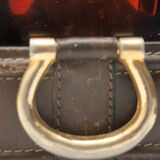 Ensemble de 2 cendriers en verre épais et cuir sellier piqué