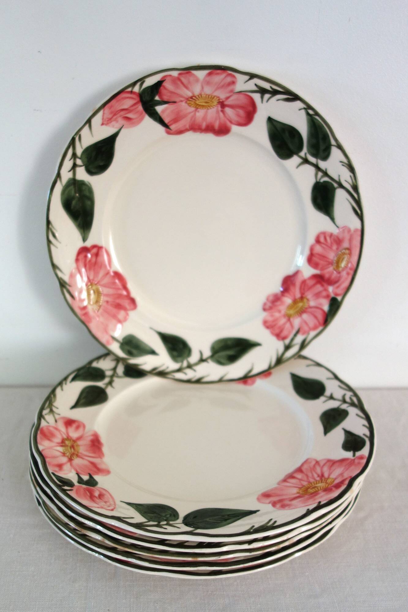 6 assiettes plates Villeroy & Boch "Wild rose", 1970
