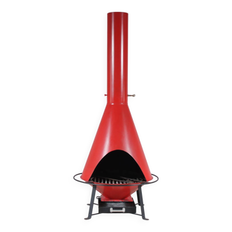 “Fire hood” wood burner fireplace, 1970