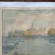 Lithograph Henri Riviere, l'institut et la cite serie paysages parisiens