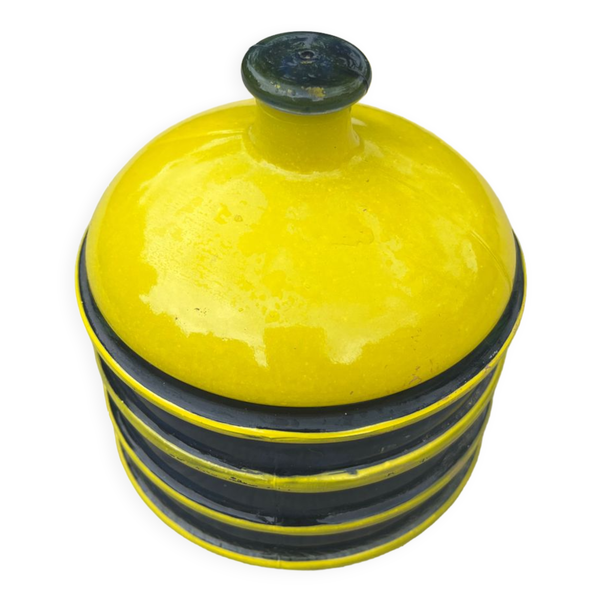 Yellow and navy jar