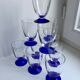 Set of 10 medium format blue foot glasses 60s-70s
