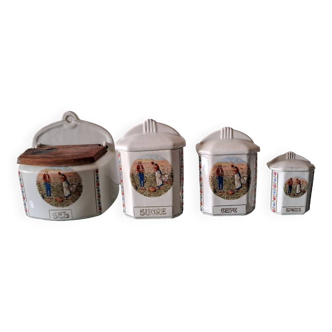 4 pots en porcelaine thème l'Angelus