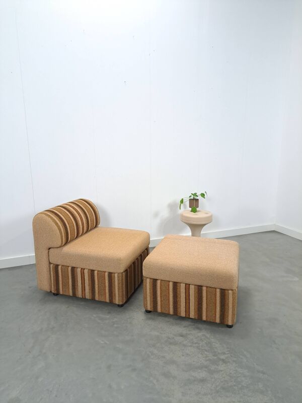 Fauteuil à éléments rayés avec repose-pieds ou canapé