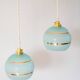 paire de suspensions boules granité bleu et doré 1950