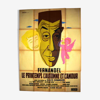 Affiche originale cinéma "Le Printemps,l'Automne et l'Amour" 1955 Fernandel