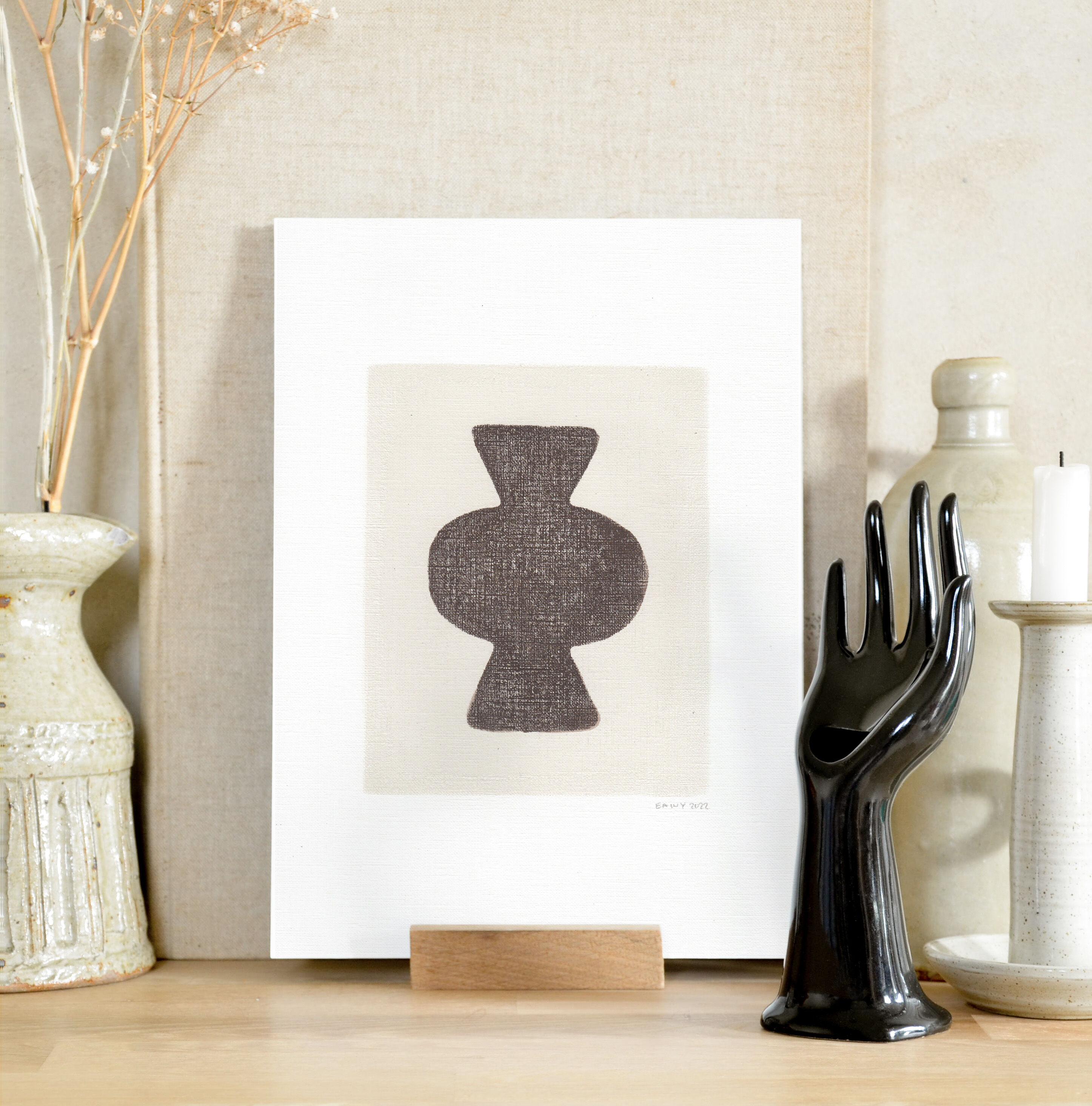 Hand ring vase black soliflore