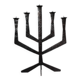 Brutalist Hammered Texture Metal Candelabrum