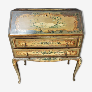 Venetian scriban in lacquered and painted wood