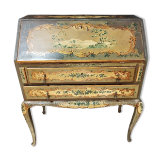 Venetian scriban in lacquered and painted wood