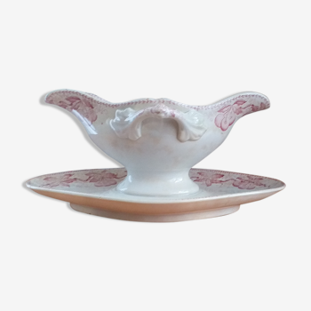 Saucière en porcelaine de Badonviller modèle cerise