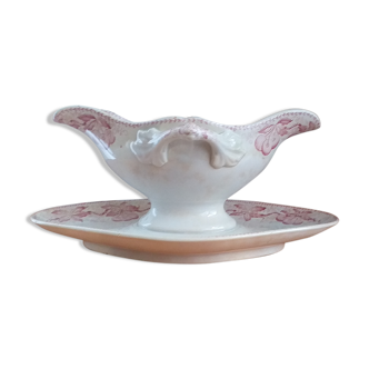 Saucière en porcelaine de Badonviller modèle cerise