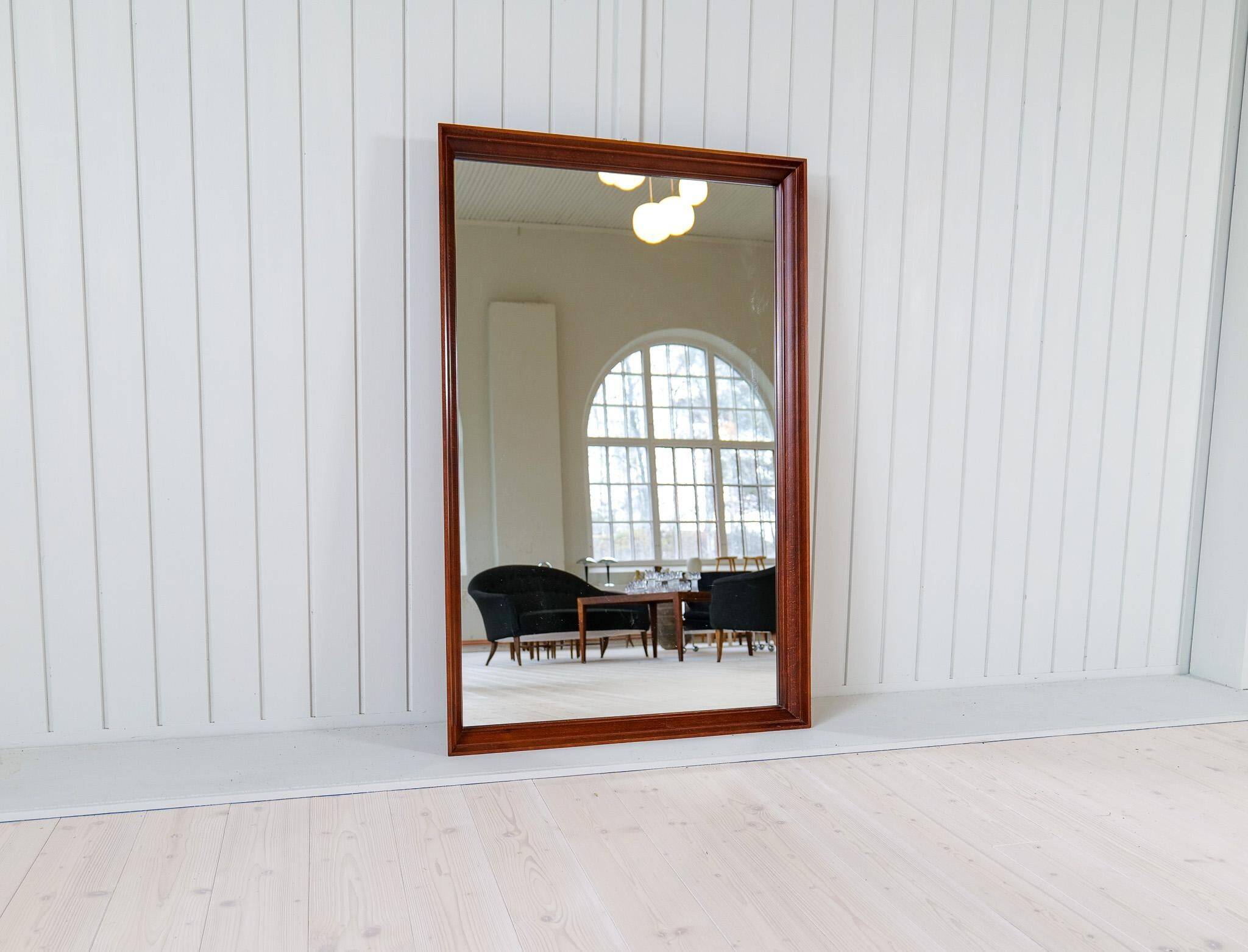 Mid-century modern walnut mirror, Sweden, 1960s