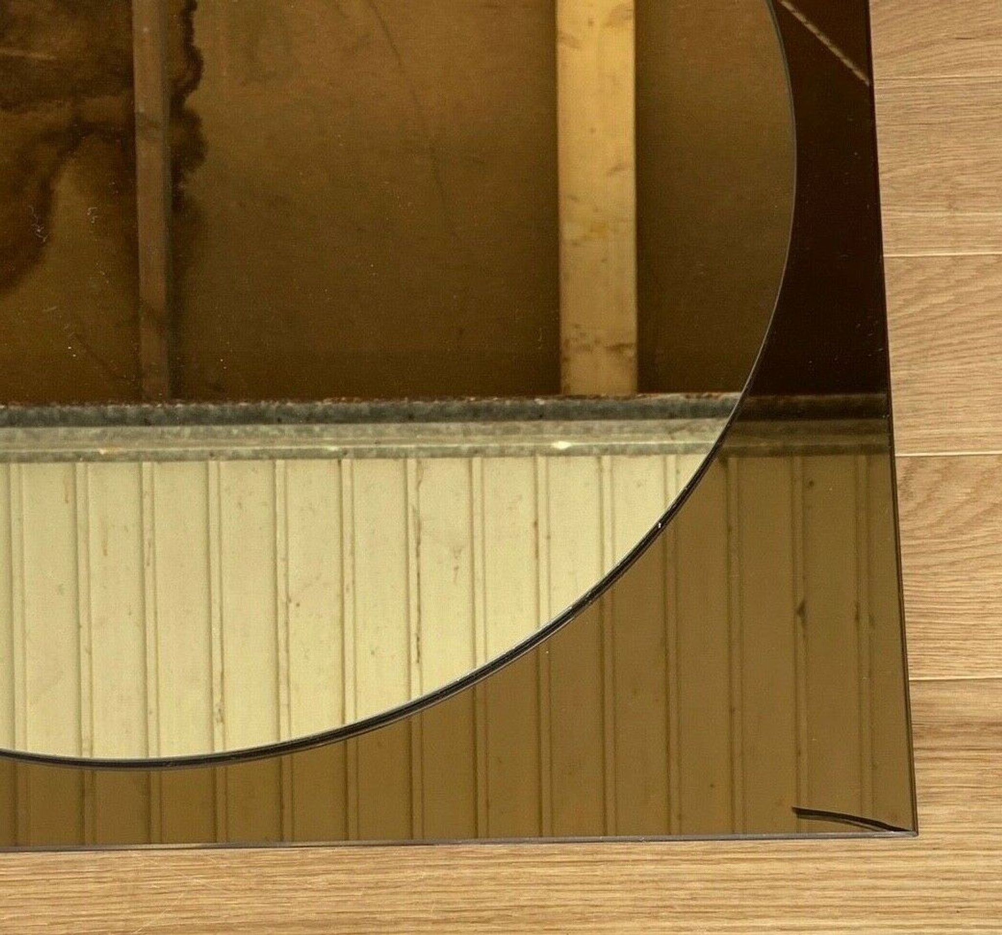 Mirror 1970 in glass smoked modernist square shape