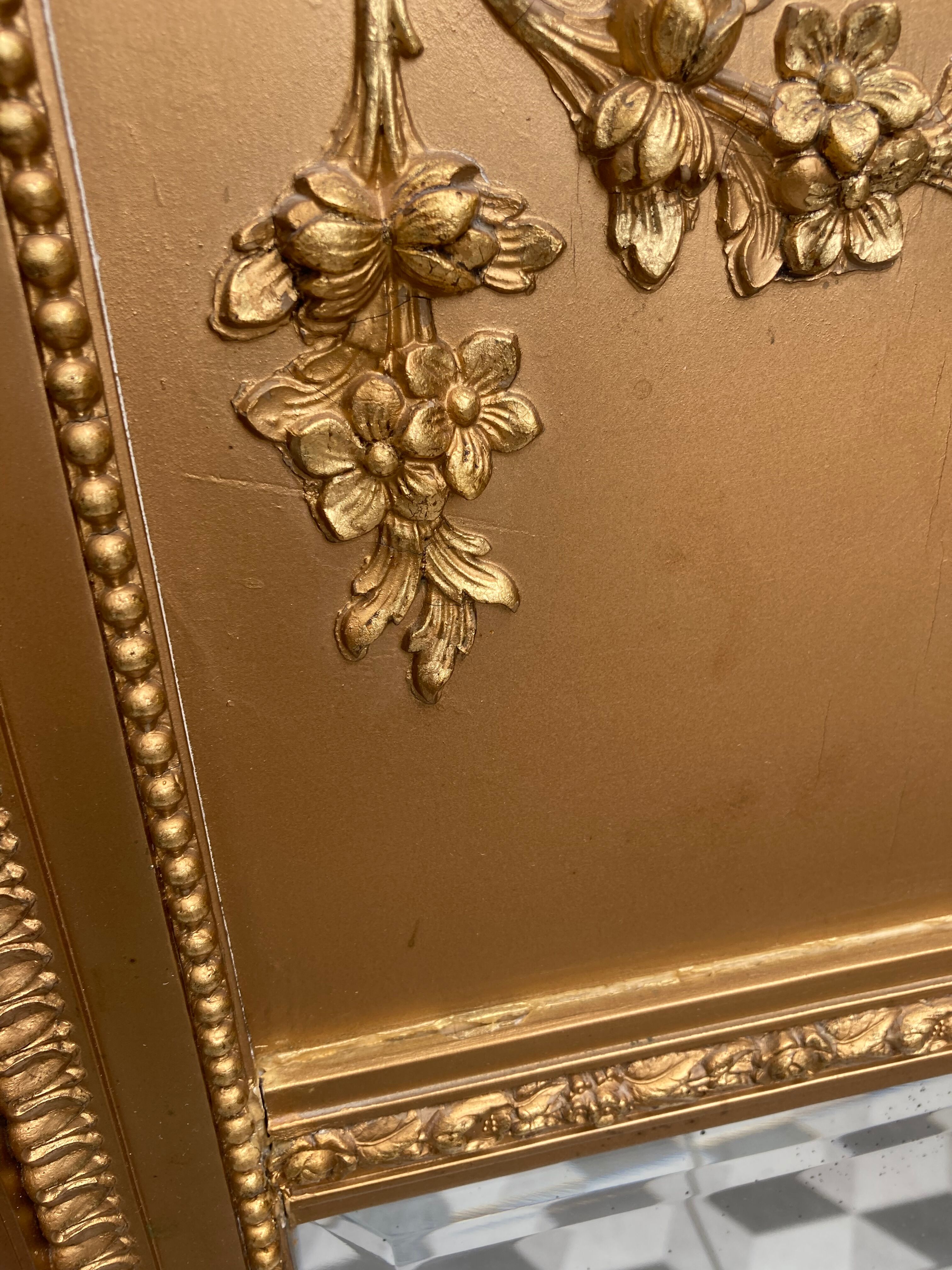 Miroir trumeau doré 68x122cm