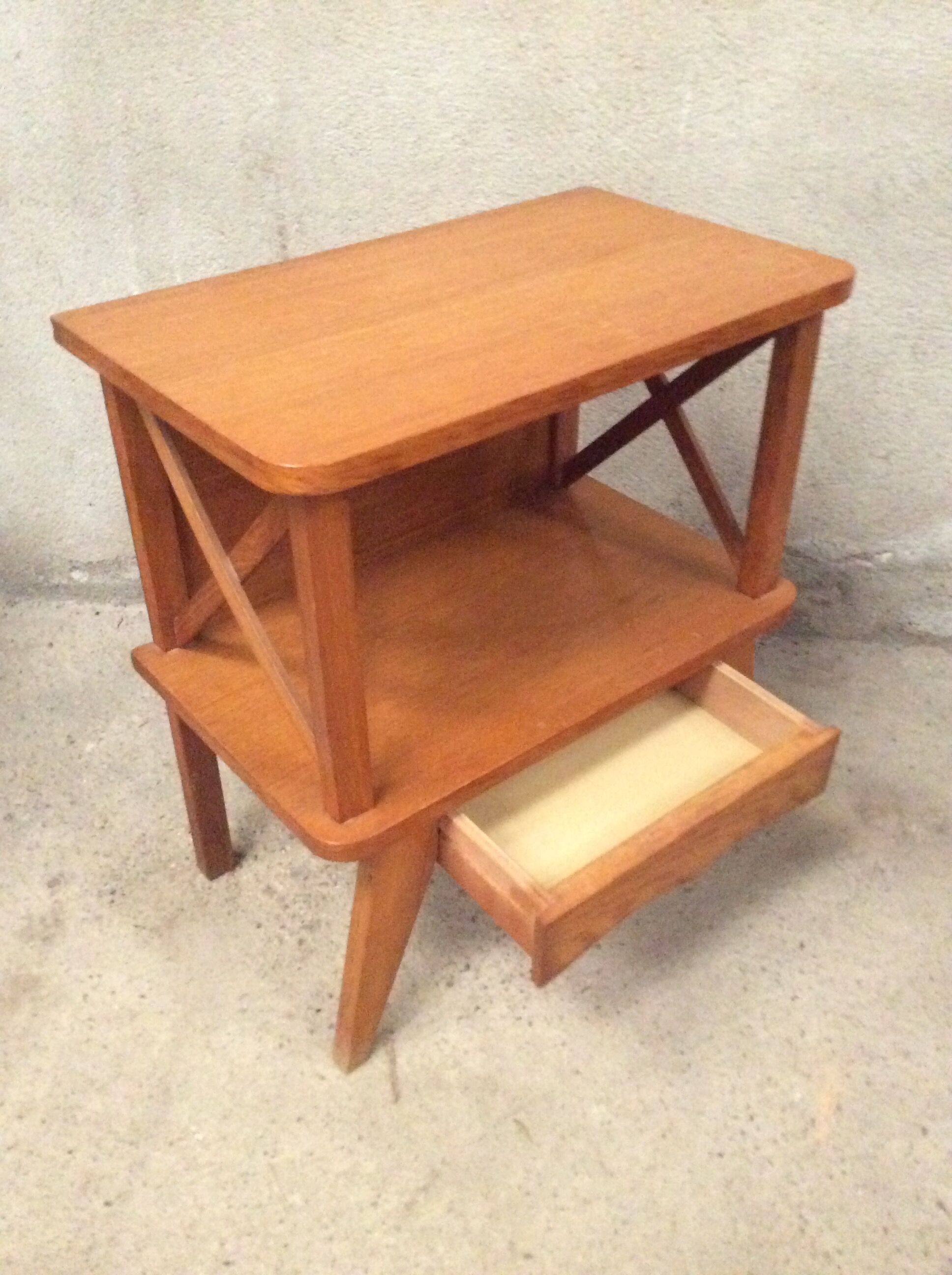 1950s wooden bedside table