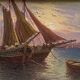 Tableau HSP "Mediterranean Sea" sailing boats in the port signed Dorges