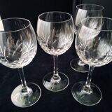 4 large crystal wine glasses (from Lorraine?)