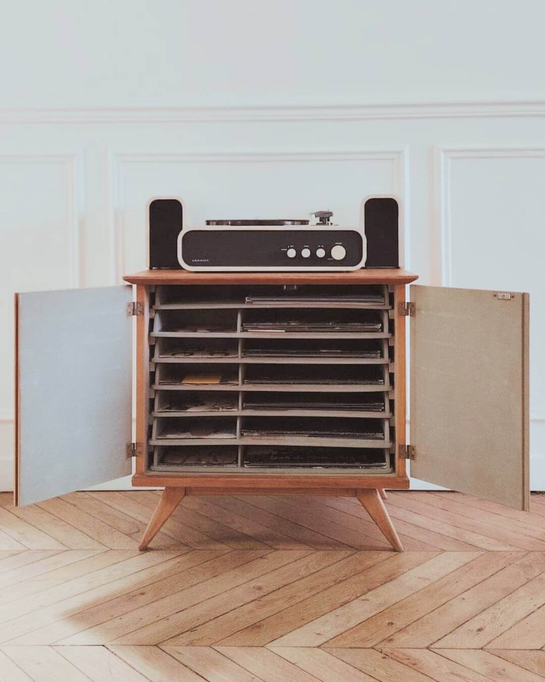 Renovated vintage vinyl cabinet, 1960s