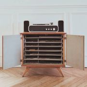 Meuble à vinyles vintage rénové, années 60