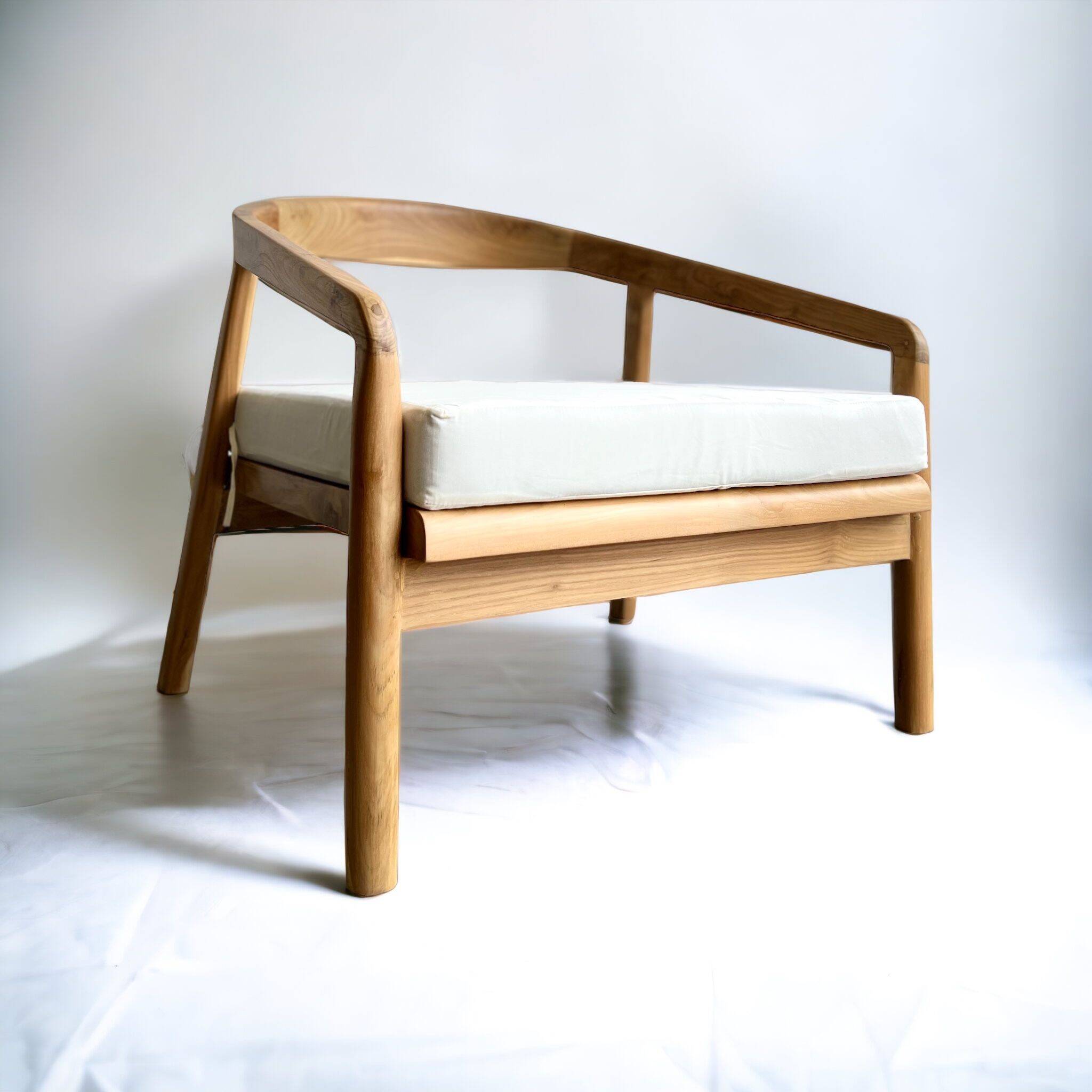 Chaise longue profonde xl en bois de teck avec coussin