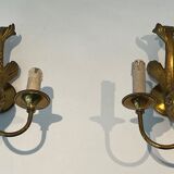 Pair of bronze wall sconces with dolphins by Maison Jansen