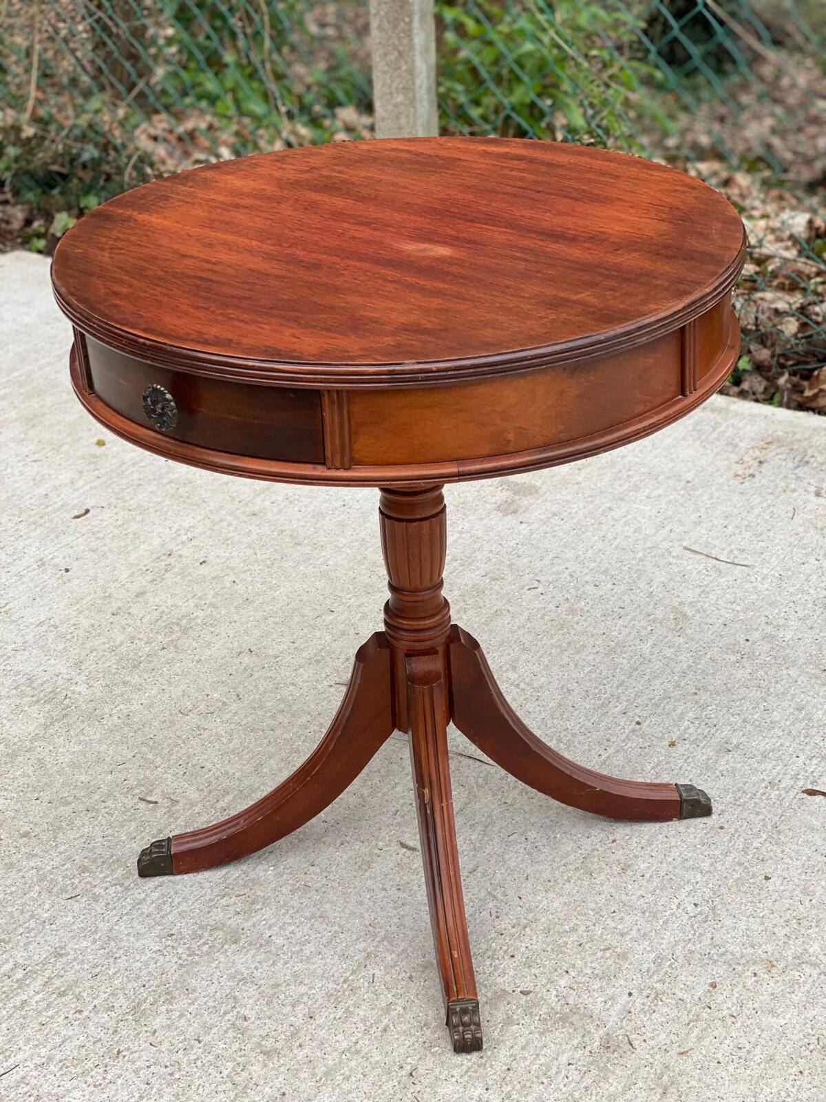 English style round side table lion claw 60cm