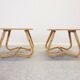Mid century vintage rattan Dutch pair of side tables bedside tables