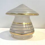 Vintage mushroom-shaped table lamp in Murano glass with wooden base