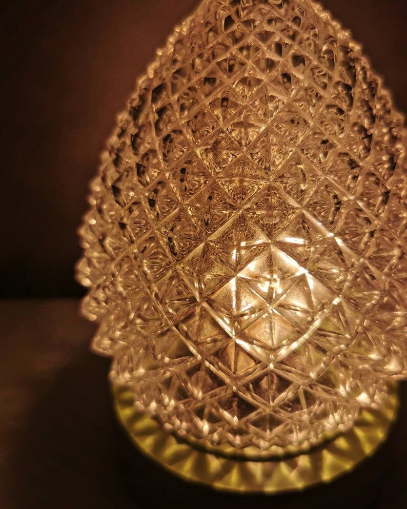 Vintage glass ceiling light with green plastic ring, 1980s