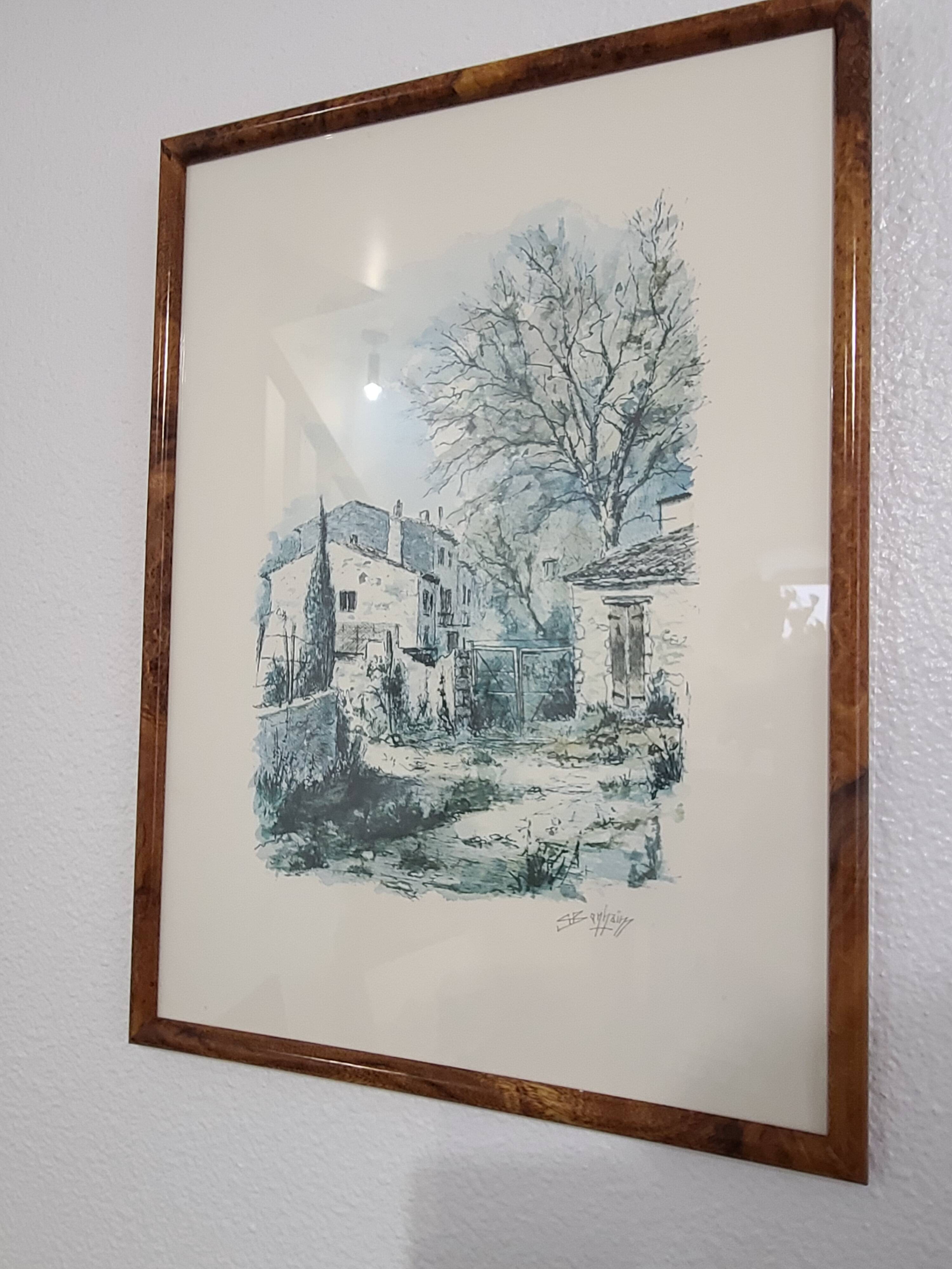 Magnificent Print (Lithograph/Watercolor) Provençal Village Scene