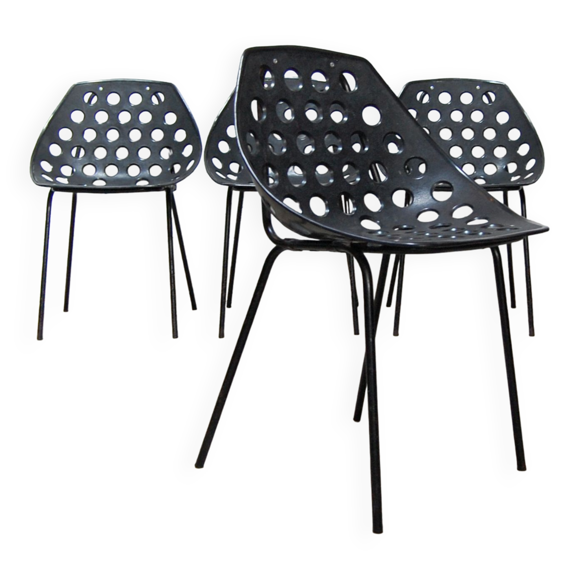 Set of 4 chairs model "Coquillage" by Pierre Guariche for Meurop