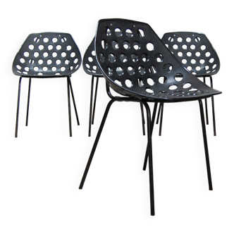 Set of 4 chairs model "Coquillage" by Pierre Guariche for Meurop