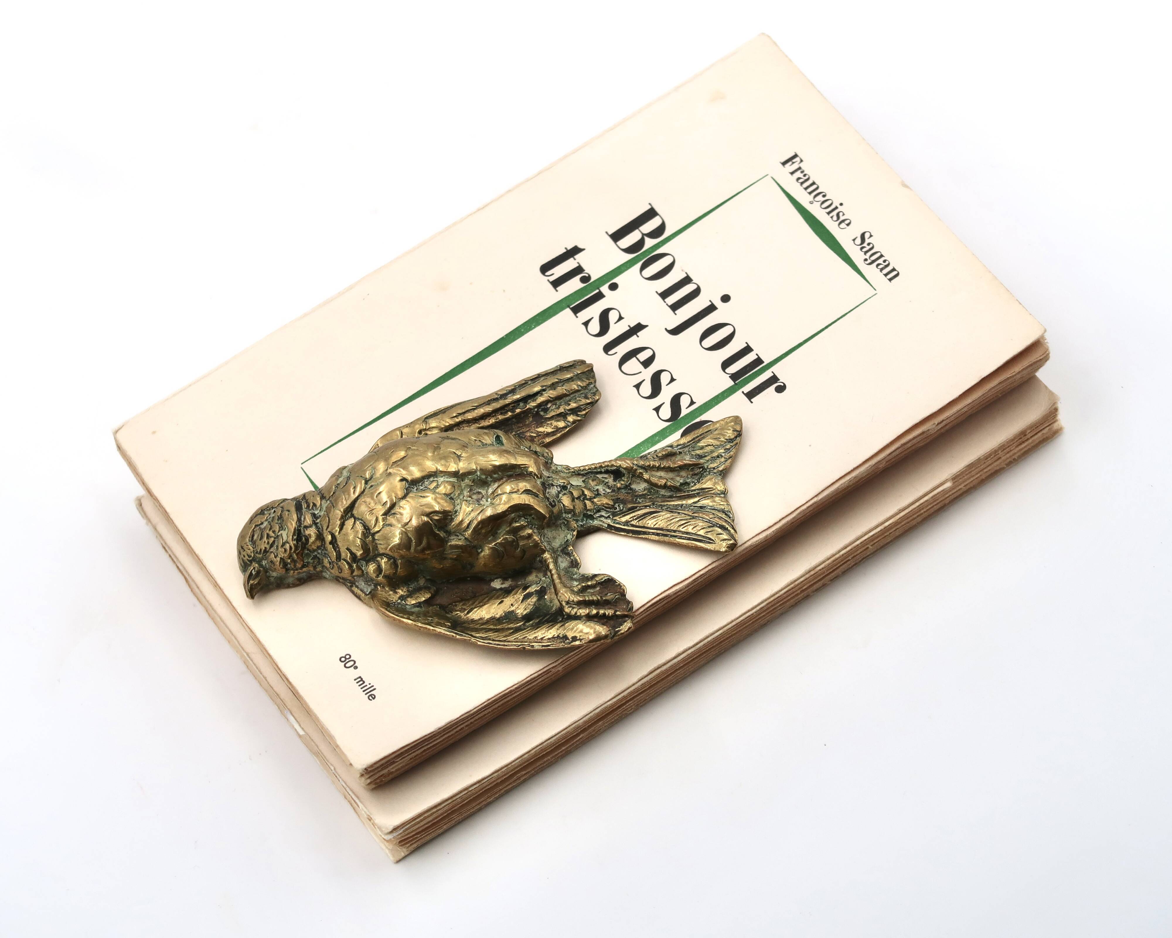 Art Deco bronze sculpture, injured bird, 1920s.