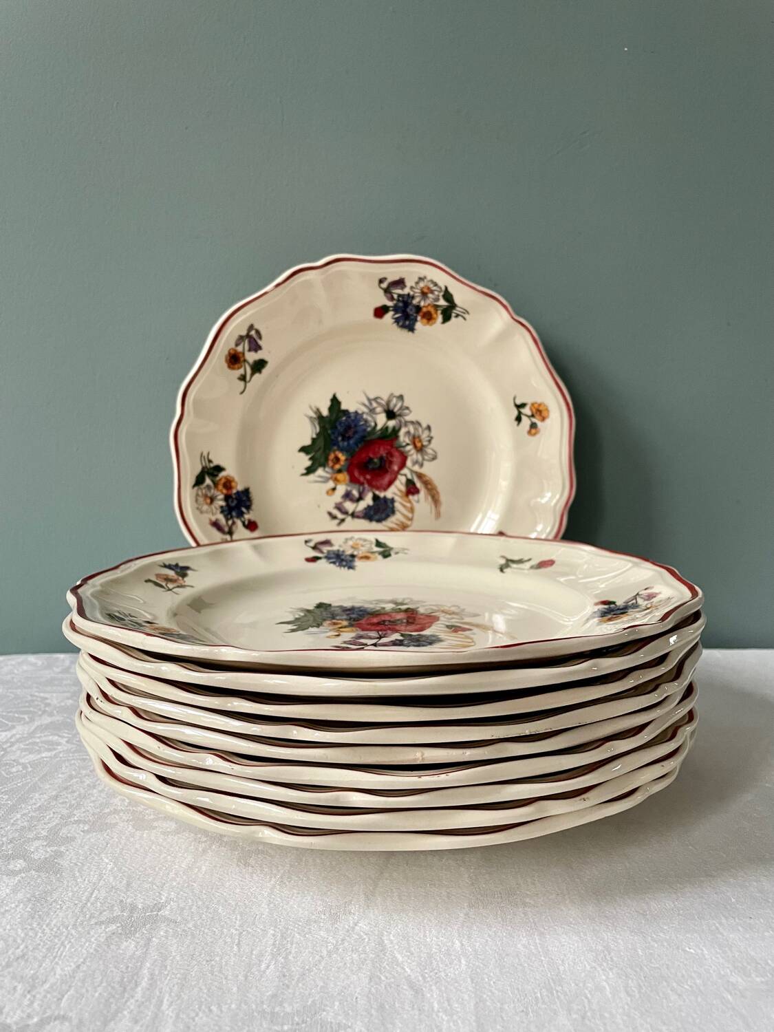 Series of 10 “Agreste” flat plates Sarreguemines France