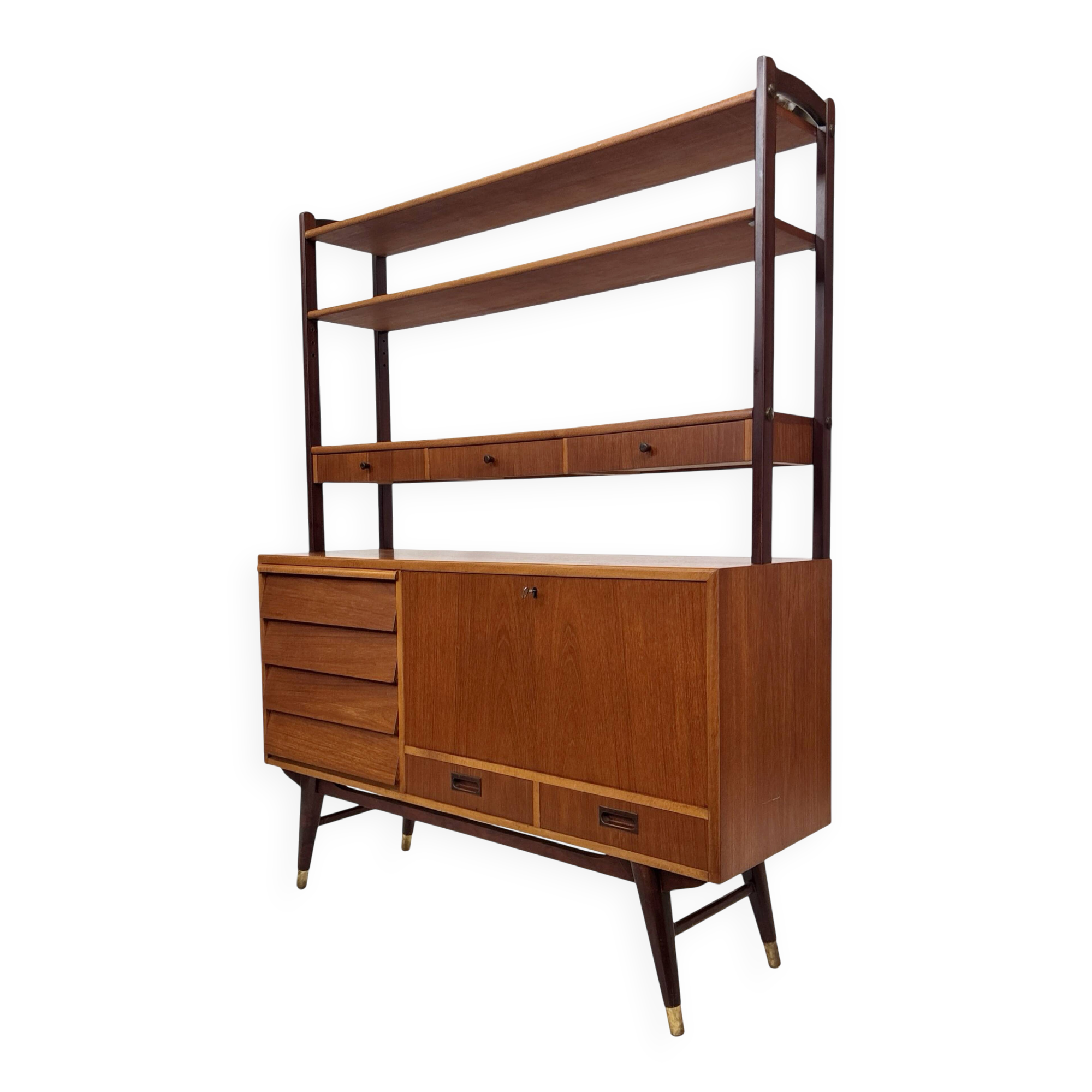 Vintage Wall Unit Bookcase Sweden Teak Design